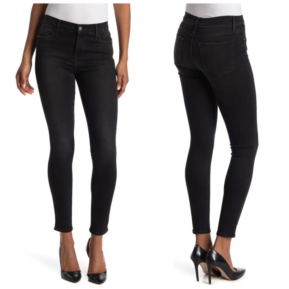 FRAME DENIM Le High Skinny Jeans - Vian Black Wash Size 32
